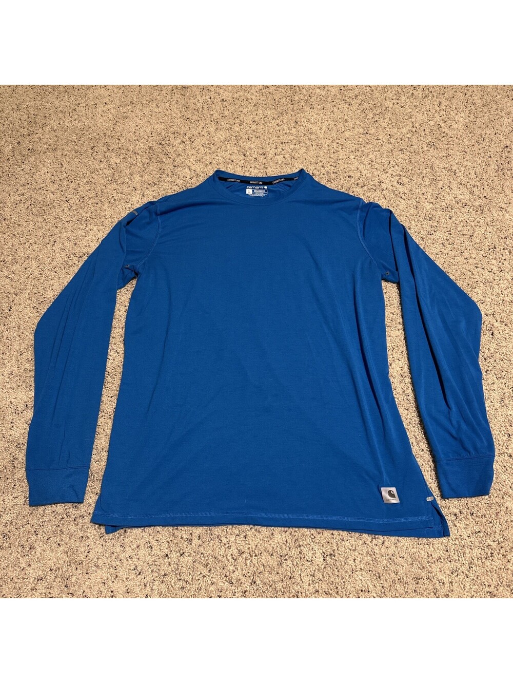 CARHARTT LWD Long Sleeve Work Shirt Blue Large Tall Vented Relaxed Fit